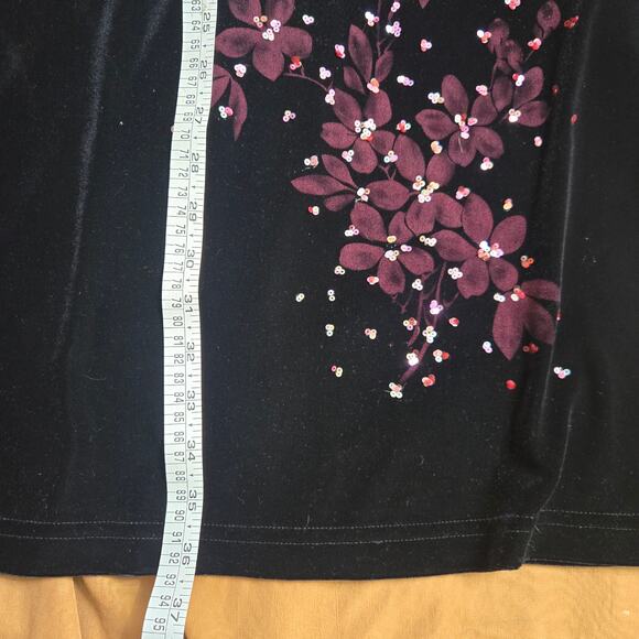 Vintage Studio Women 90s Y2K Dark Fairy Whimsigoth Velvet Floral Sequins Skirt L - Picture 10 of 11